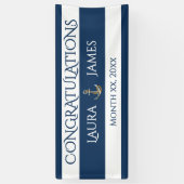 Nautische anker bruiloft receptie Gefeliciteerd Spandoek (Verticaal)