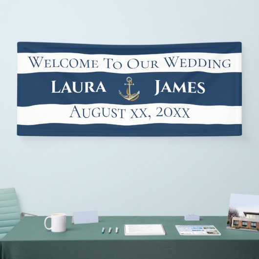 Nautische anker bruiloft receptie spandoek (Beurs)