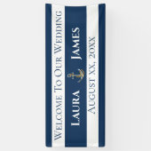 Nautische anker bruiloft receptie spandoek (Verticaal)