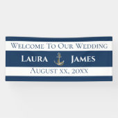 Nautische anker bruiloft receptie spandoek (Horizontaal)