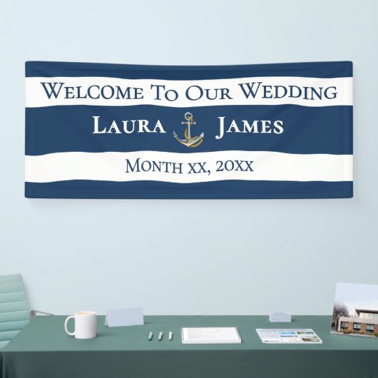 Nautische anker bruiloft receptie spandoek (Beurs)
