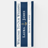 Nautische anker bruiloft receptie spandoek (Verticaal)