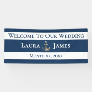 Nautische anker bruiloft receptie spandoek