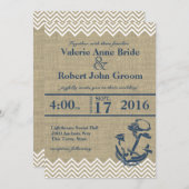 Nautische Anker Chevron Wedding Kaart (Voorkant / Achterkant)