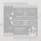 Nautische Anker Chevrons Strand Huwelijk Kaart (Voorkant / Achterkant)