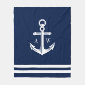 Nautische Anker Custom Monogrammen Marine Fleece Deken (Voorkant)