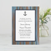 Nautische Anker Distressed Wood Huwelijksuitnodigi Kaart (Staand voorkant)