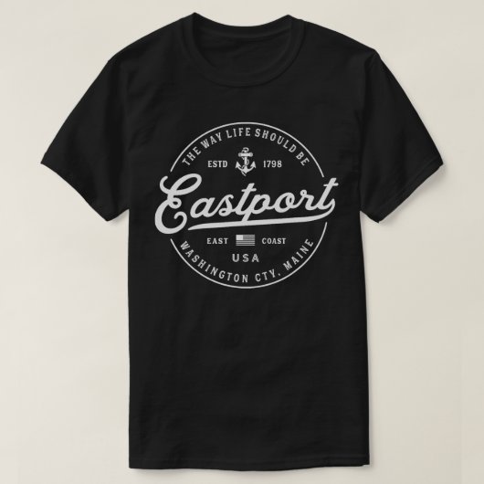 NAUTISCHE ANKER Eastport Maine Reisvakantie T-shirt (Design voorkant)