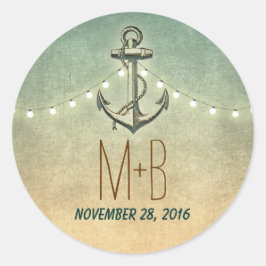 nautische anker- en huwelijkslichten ronde sticker