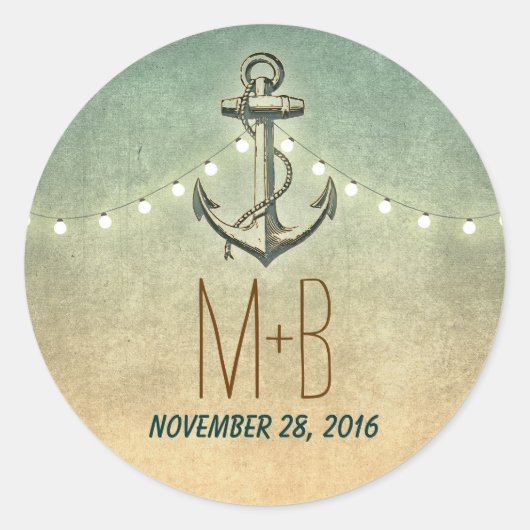 nautische anker- en huwelijkslichten ronde sticker (Voorkant)