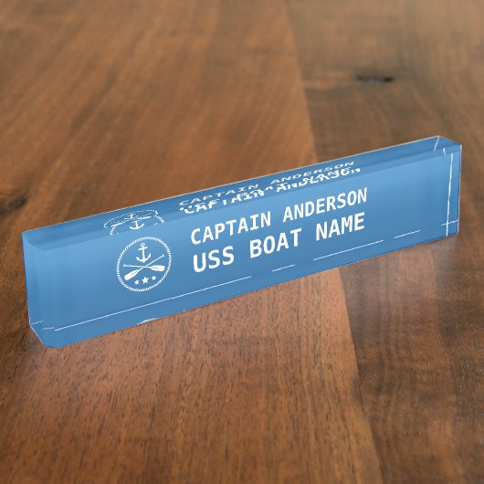 Nautische anker en riemen kapitein en boot naambordje (Zijkant)