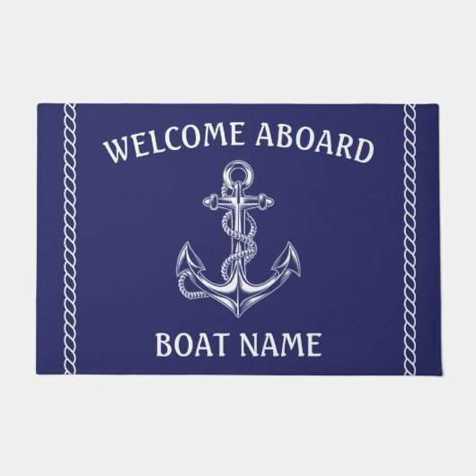 Nautische anker en touw blauw deurmat (Voorkant)