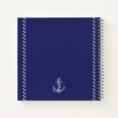 Nautische anker en touw blauw notitieboek (Achterkant)
