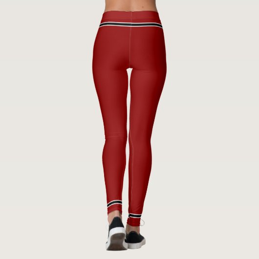 Nautische anker en touw rood zwart wit strepen leggings (Achterkant)