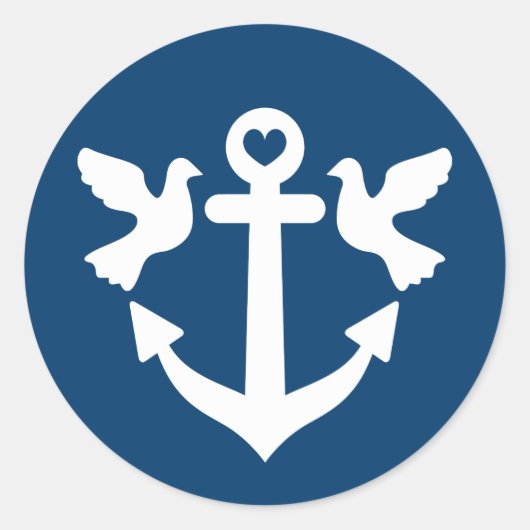 Nautische anker en witte duiven bruiloft stickers (Voorkant)