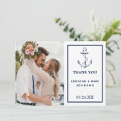 Nautische anker foto wit bedankkaart (Staand voorkant)