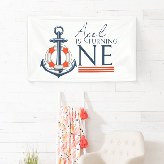 Nautische anker Gelukkige Verjaardagsfeestbanner Spandoek (Insitu)