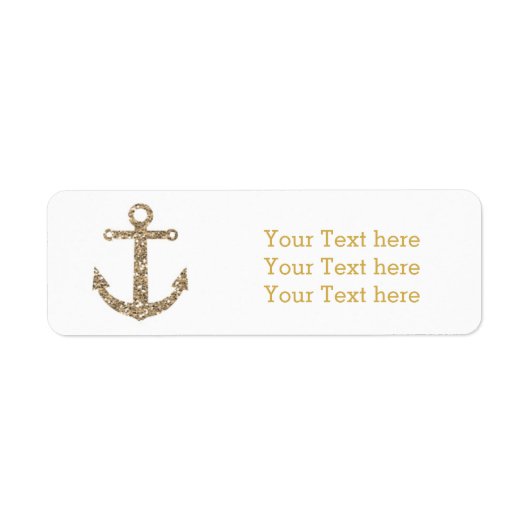 Nautische Anker Gouden Glitter Glam Adreslabels Etiket (Voorkant)