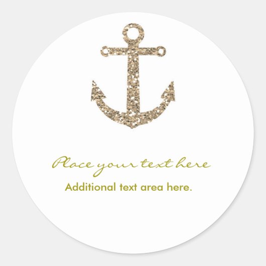 Nautische Anker Gouden Glitter Glam Party Sticker (Voorkant)