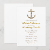 Nautische Anker Gouden Glitter Glam Party Uitnodig Kaart (Voorkant / Achterkant)