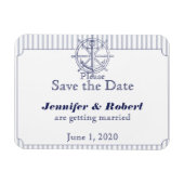 Nautische Anker Grijze Streep Bruiloft Save the Da Magneet (Horizontaal)