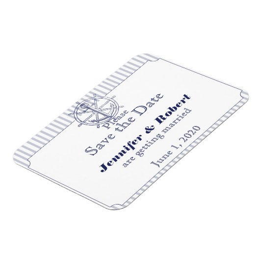 Nautische Anker Grijze Streep Bruiloft Save the Da Magneet (Linkerzijde)