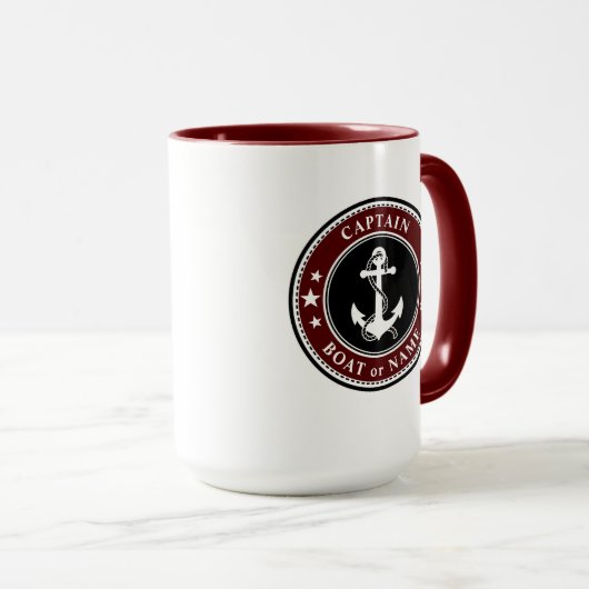 Nautische Anker Kapitein Boot of Naam Groot 2 Opzi Mok (Voorkant rechts)