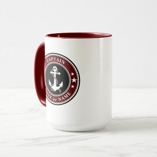 Nautische Anker Kapitein Boot of Naam Groot 2 Opzi Mok (Voorkant links)