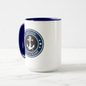 Nautische Anker Kapitein Boot of Naam Groot 2 Opzi Mok (Voorkant links)