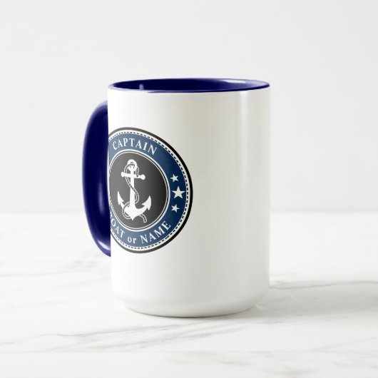 Nautische Anker Kapitein Boot of Naam Groot 2 Opzi Mok (Voorkant links)