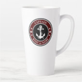 Nautische Anker Kapitein Boot of Naam Groot Rood Latte Mok (Rechts)