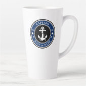 Nautische Anker Kapitein Boot of Naam Grote Marine Latte Mok (Rechts)