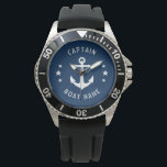 Nautische  Anker Kapitein Bootnaam Marine Horloge<br><div class="desc">Een Nautical  Anchor en Sterren met Captain Rank of andere titel en Jouw naam of Bootnaam op een stijlvol polshorloge. Deze gepersonaliseerde Pocket Watch zal niet alleen tijd kosten,  maar is ook een leuk gespreksonderwerp. Perfect voor Vaderdag,  maar ook een geweldig cadeau voor elke gelegenheid.</div>