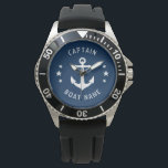 Nautische  Anker Kapitein Bootnaam Marine Horloge<br><div class="desc">Een Nautical  Anchor en Sterren met Captain Rank of andere titel en Jouw naam of Bootnaam op een stijlvol polshorloge. Deze gepersonaliseerde Pocket Watch zal niet alleen tijd kosten,  maar is ook een leuk gespreksonderwerp. Perfect voor Vaderdag,  maar ook een geweldig cadeau voor elke gelegenheid.</div>