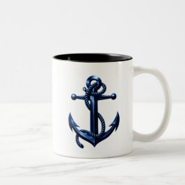 Nautische Anker Koffiemok | Kust Oceanen Design Tweekleurige Koffiemok