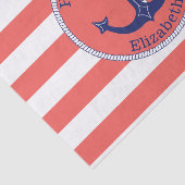 Nautische Anker Koraal Gepersonaliseerde Verjaarda Tissuepapier (Detail)