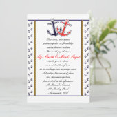 nautische anker liefde bruiloft paar uitnodiging (Staand voorkant)