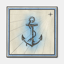 Nautische anker magneet in vintage stijl