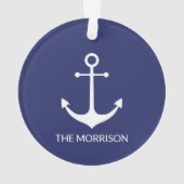 Nautische anker marine blauw aangepaste boot famil ornament (achterkant)