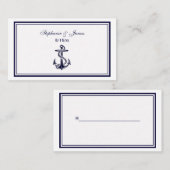 Nautische anker marine blauw ingelijst 2 plaats ka plaatskaartje (Voorkant / Achterkant)