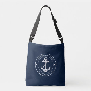 Nautische Anker Marine Blauwe Boot Naam Aangepast Crossbody Tas