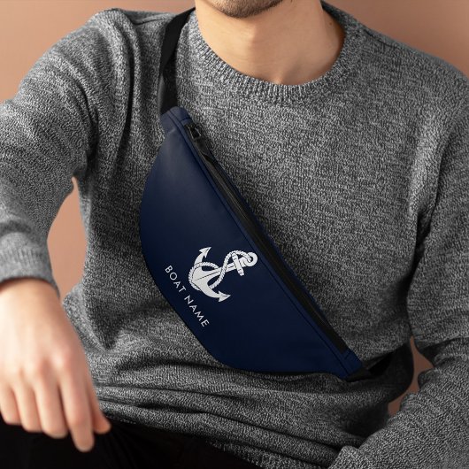 Nautische Anker Marine Blauwe Boot Naam Aangepast Heuptasje