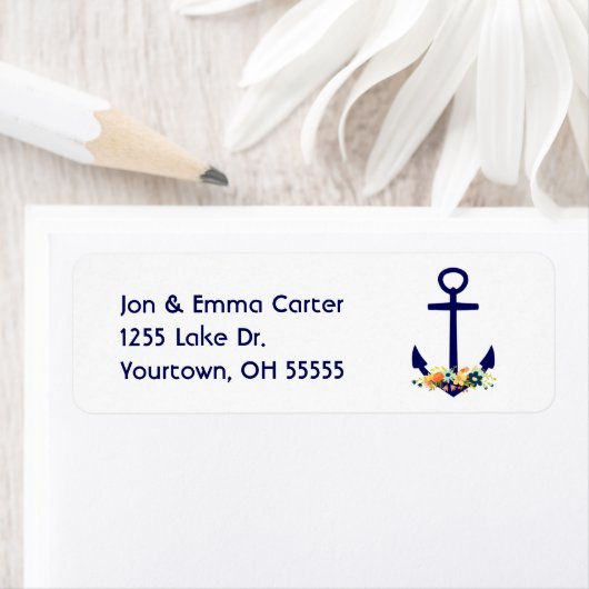 nautische anker met bloemen etiket (Insitu)