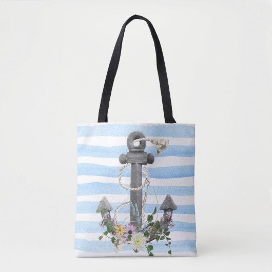 nautische anker met bloemen tote bag (Voorkant)