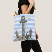 nautische anker met bloemen tote bag (Dichtbij)