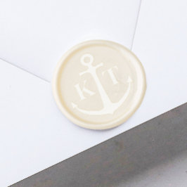 Nautische Anker Monogram Strand Bruiloft gemakkeli Waxzegel Sticker