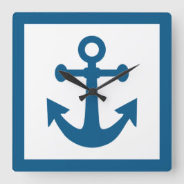 Nautische anker muurklok vierkante klok