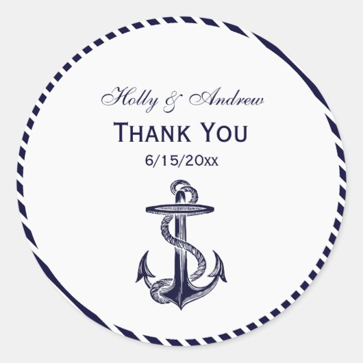Nautische Anker Navy Diag Stripe 2R Envelope Seals Ronde Sticker (Voorkant)