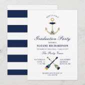 Nautische Anker & Oars Navy Graduation Party Kaart (Voorkant / Achterkant)