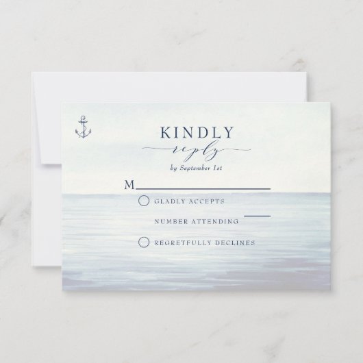 Nautische anker oceaan Waterverf RSVP Kaartje (Voorkant)